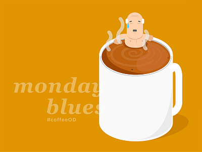 Monday Blues adobe ai blues coffee cup lazy meh monday tired ui