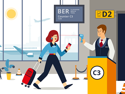 Passport Card airport business character covid19 design flight illustration vector