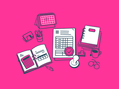 The Auditor table 2d app branding design desk illustration office table ui vector work