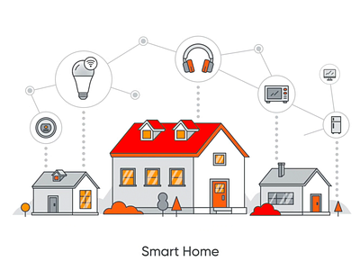 Firedome smart home 2d home house illustration infographics smarthome vector