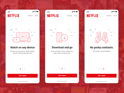 Netflix app onboarding design