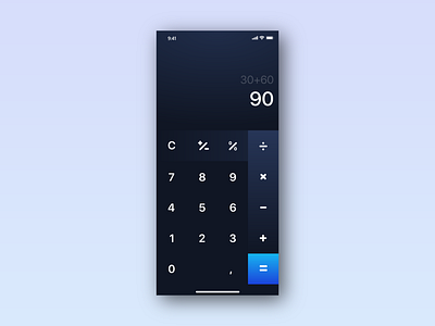 Calculator App - DailyUI app app design buttons calculator daily 100 challenge daily ui dailylogochallenge dailyui dark app dark theme dark ui design iosapp ui ux