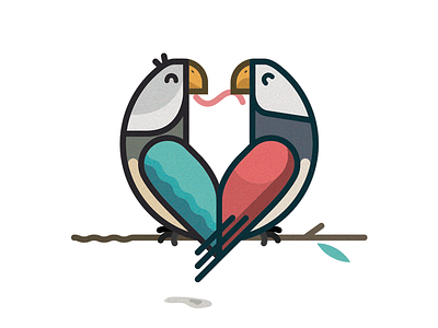 Love birds birds flat illustration love nghiem print sydney illustrator valentines valentines day william