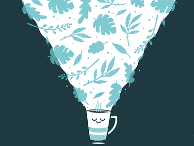 Start the day right - screen print coffee design floral illustration illustrator patten sydney texture william nghiem