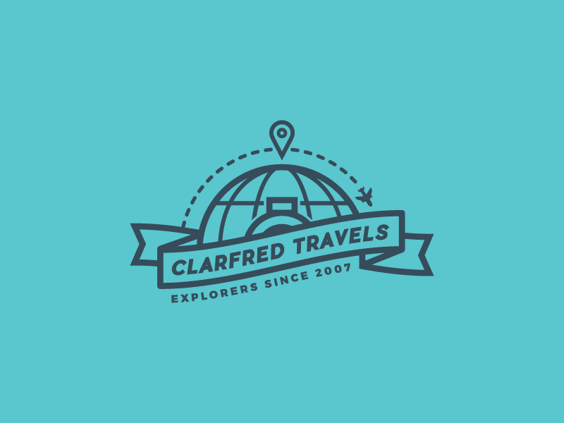 Clarfred Travels badge based design icon illustrator lettering logo sydney travel
