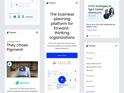 Pigment design ui webflow website