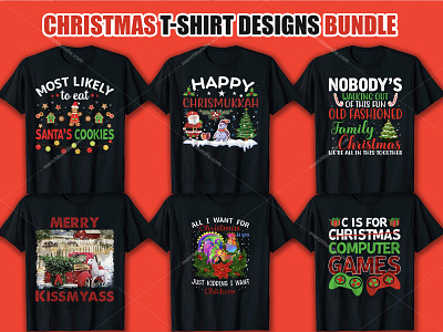 New Christmas T Shirt Designs Bundle.