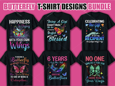 New Butterfly T Shirt Designs Bundle.