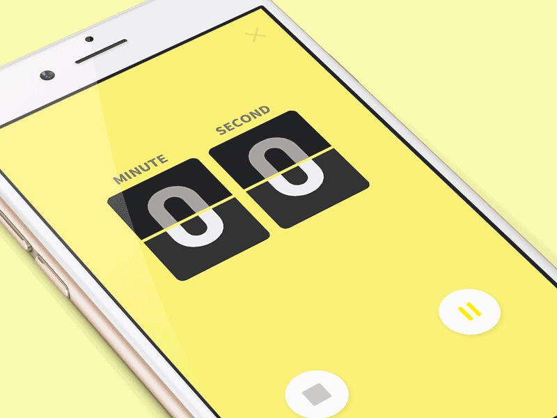 One Minute Timer animation app counting up flat mobile motion graphic ui