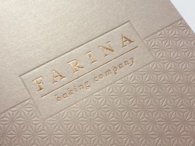Farina Baking Company Folders branding collateral gold foil identity letterpress logo paper