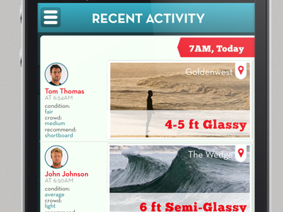 Surf App Early Iteration app apps interface ios iphone iphone app mobile social surf ui