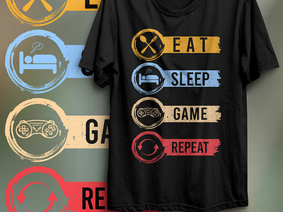 Eat Sleep Game Repeat T-Shirt Design