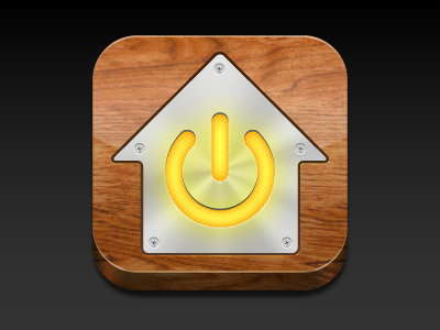 Rejected app button glow icon ios ipad iphone light metal wood