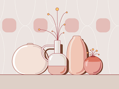 Still life in Pinc mood art illustration pink still life vector