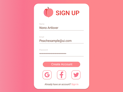 Daily UI 1/100 - Sign Up