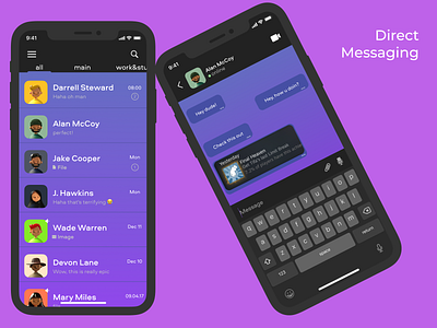 Daily UI 13/100 - Direct Messaging app branding chat design figma graphic design ios message telegram typography ui ux vector