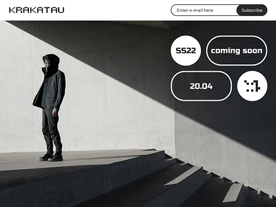 Daily UI 48/100 - Coming Soon branding coming soon dailyui design figma graphic design krakatau logo shop techwear typography ui ux wear web