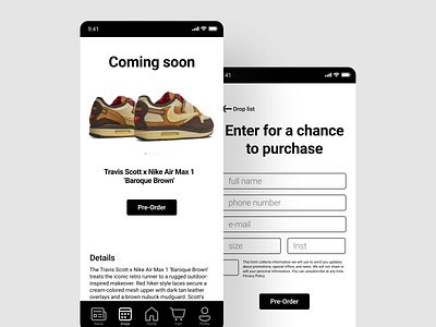 Daily UI 75/100 - Pre-Order app branding dailyui design drops figma hypebeast pre order shop sneakerhead sneakers ui ux