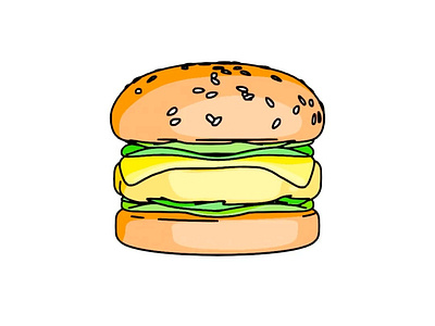 chicken burger burger cel shading chicken food illustration line art motion graphics satisfying smooth