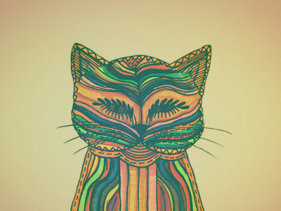 Felis Silvestris cat handmade illustration markers