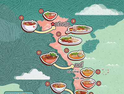 Vietnam's cuisine brochure illustration