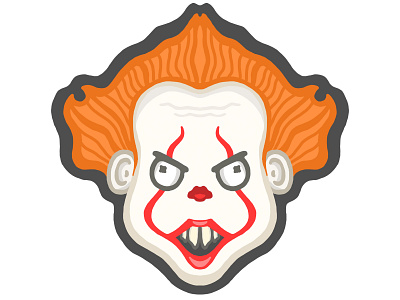 Pennywise clown design drawing graphic art horror illustration it lines pennywise sticker sticker mule