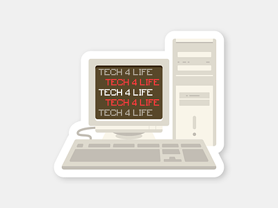 Tech 4 Life badge design graphic art icon illustration sticker vector