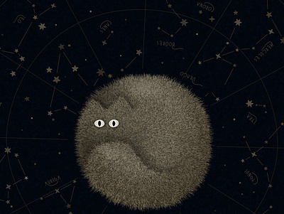 Celestial Cat (Dark) cat cute dark map sky