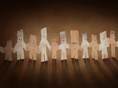 The Impenetrable Wall of Love cardboard paper people war