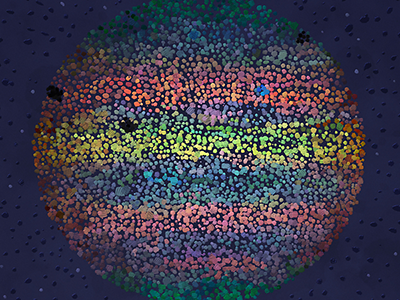Vladstudio Jupiter Dribbble abstract colors dark dots jupiter moons planet shadows sky