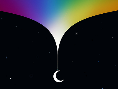 The Bright Side Of The Moon abstract colors dark moon night rainbow simple space stars white