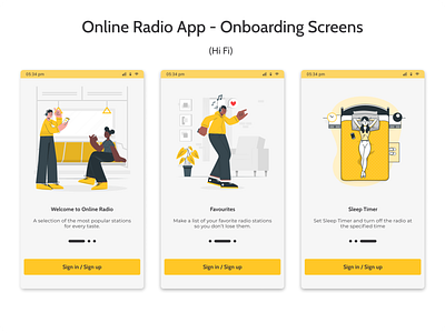 Online Radio App - Onboarding Screens illustration ui ux uxdesigner uxui