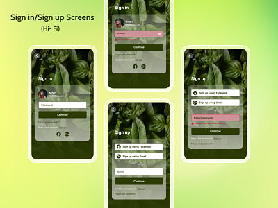 Sign in/Sign up Screens