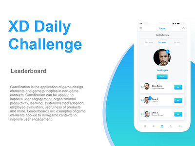 Leaderboard - XD daily challenge adobexd interaction design productpresentation ui ux uxdesign visualdesign
