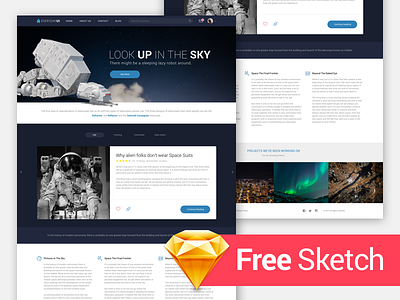 Interstellar Home Page UI Theme (free .Sketch)