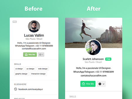 Dribbble User Profile Redesign Concept by Lucas Vallim on Dribbble
