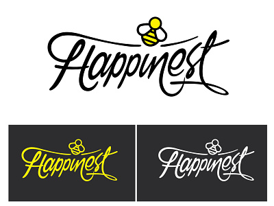 Happinest Logo brand mark branding custom type design identity illustration lettering logo typography vector