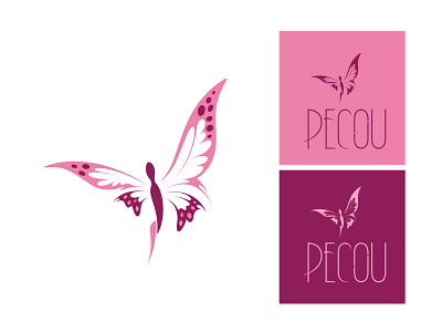 Pecou ballet butterfly custom type dancer design identity illustration logo symbol vector