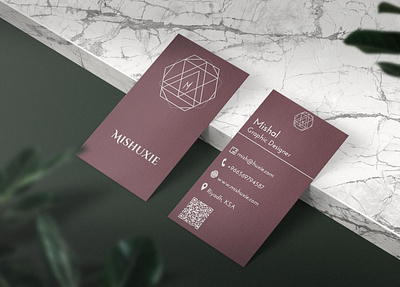 Geometric Logo Business Card business card clean design double sided elegant geometric logo illustration logo minimal mockup one color pink rose gold simple sophisticated unique visiting card white