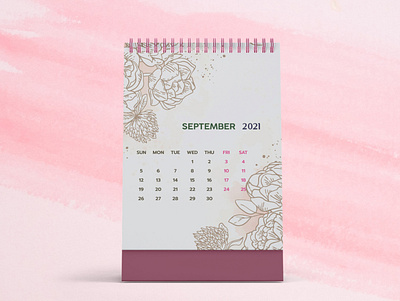 Calendar 2021 30 days calendar clean design elegant floral gradient graphic design illustration mauve minimal pastel pink september simple unique