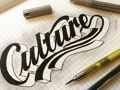 Culture Pencil and Ink Sketch calligraphy flourish gesture handlettering handwritten lettering script typography