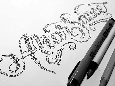 "AltarSauce" Slimey Script calligraphy flourish gesture handlettering handwritten lettering micron script texture typography