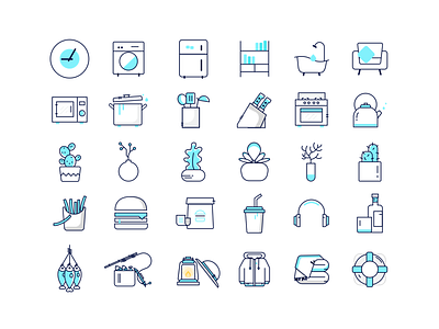 A set of Icons fleshiness furniture home icon kitchenware