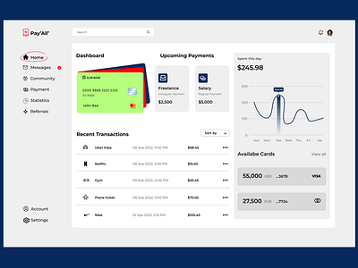 Pay all app design fintech graphic design ui ux