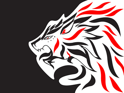 Corrupted Lion (Vector Tribal Hybrid) art vector