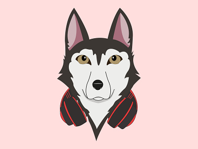 Wolf & Headphone Vector Art