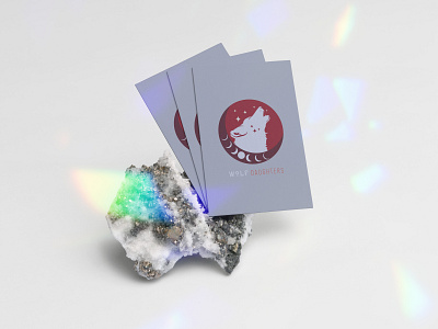 WolfDaughters animal logo art branddesigner brandidentity branding business card mockup clean logo crystal design feminine design feminine logo graphic design illustration intuitive design logo minimal ui vector wolf design wolf logo