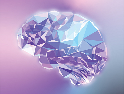 Crystalline Consciousness 🧬💎🔮🧠 art brain branddesigner brandidentity branding cosmic logo design graphic design illustration logo low poly art ui vector