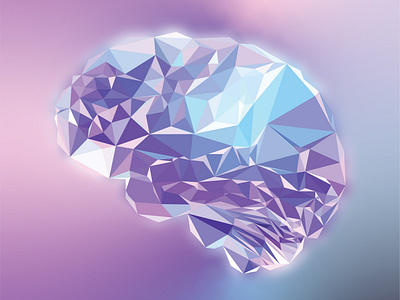 Crystalline Consciousness 🧬💎🔮🧠 art brain branddesigner brandidentity branding cosmic logo design graphic design illustration logo low poly art ui vector