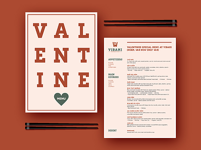 Vibami Valentine Menu branding cuisine editorial layout finland graphic kitchen menu restaurant stationery valentine vietnam vietnamese